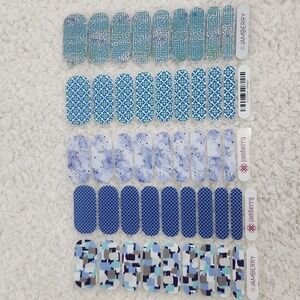 Bundle of 5 Jamberry Half Sheet Nail Wraps Blue Teal White
